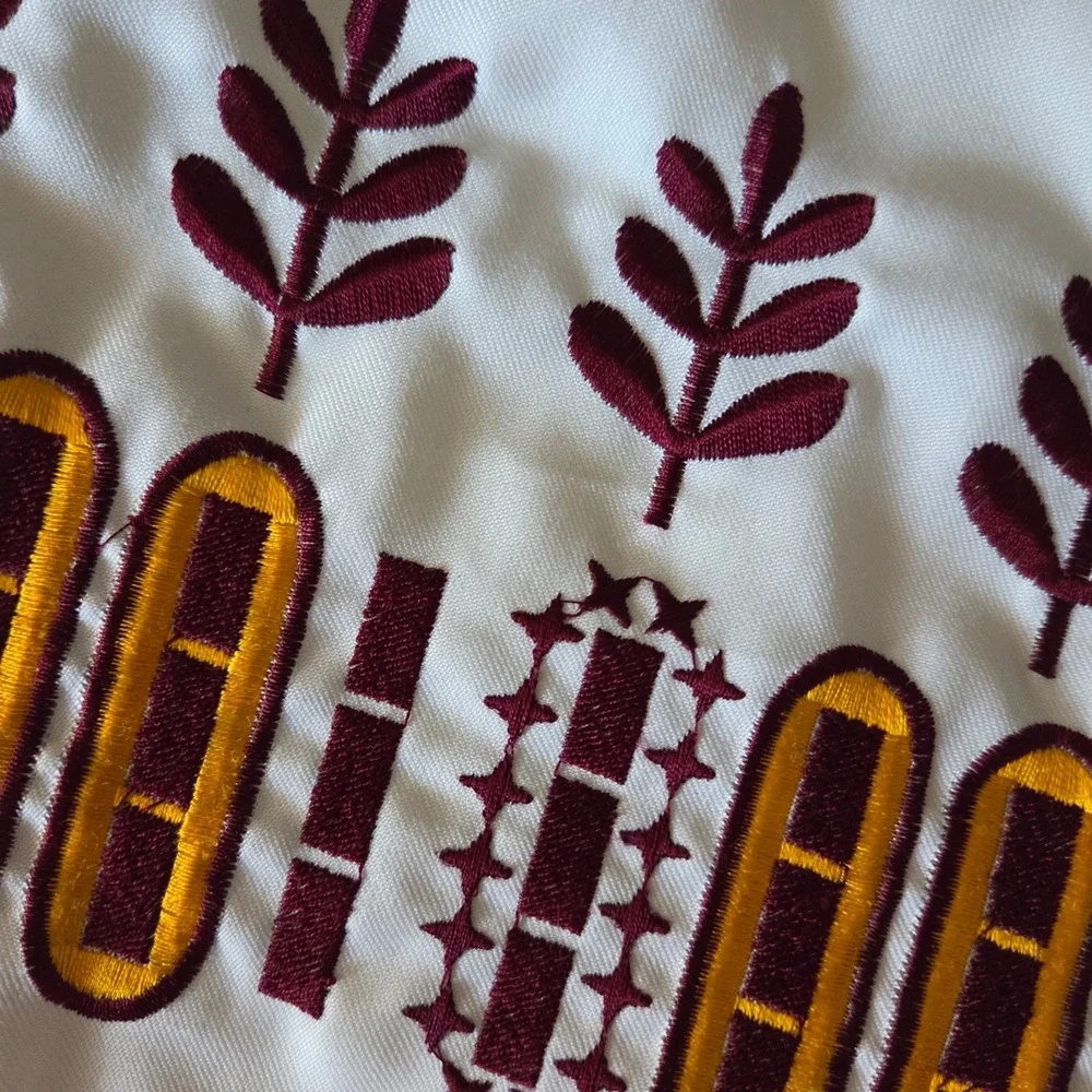 The Rug Market Embroidered‎ Decorative Pillow Cover Ivory, Gold, Burgundy Accent